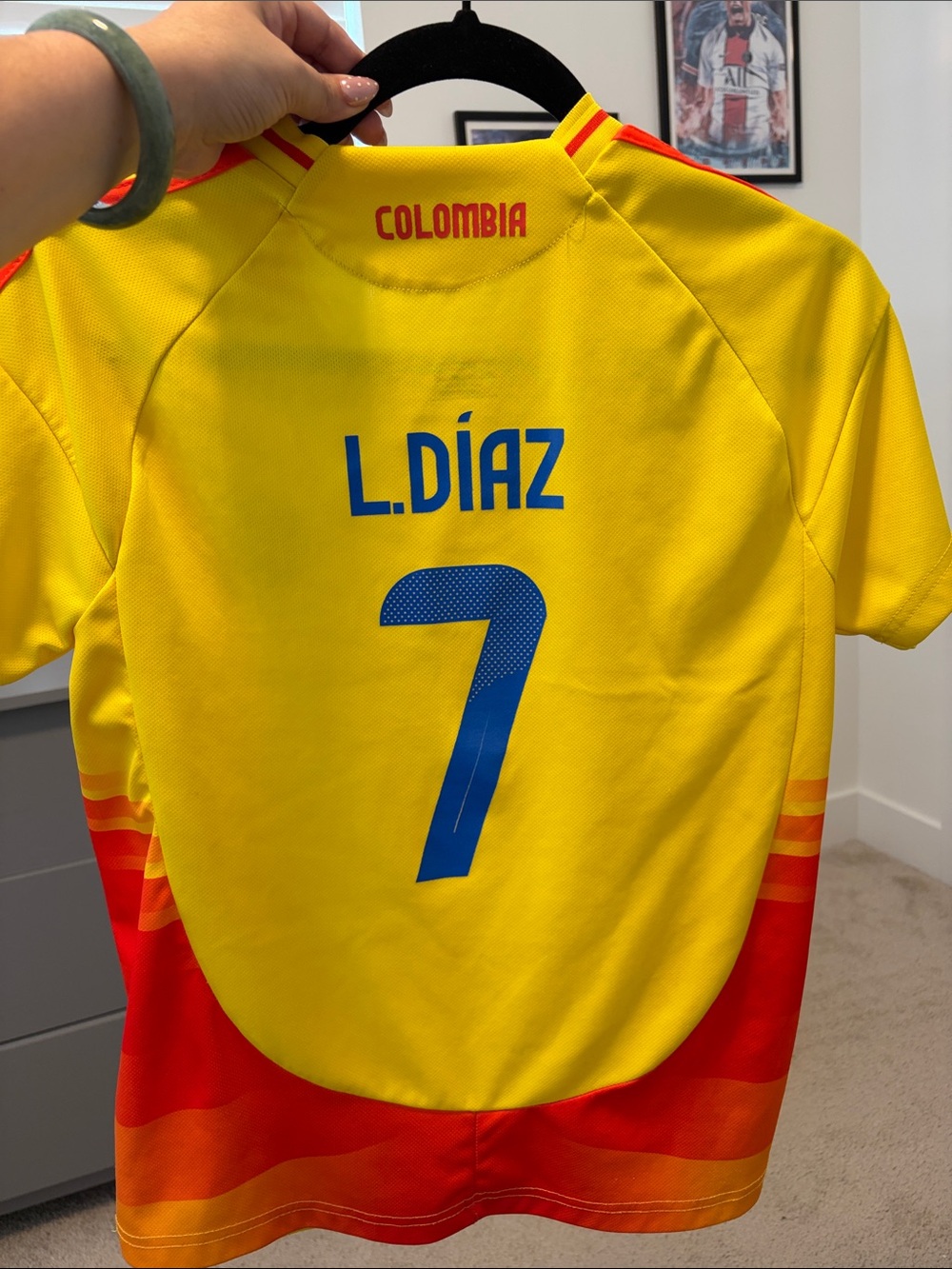 Colombia L. Díaz #7 Yellow Soccer Jersey